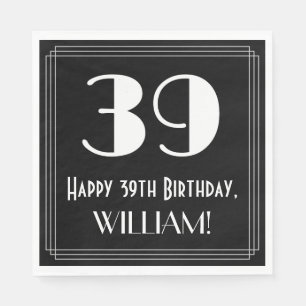 Servilleta De Papel 39º cumpleaños ~ Art Deco Inspirado Aspecto "39", 