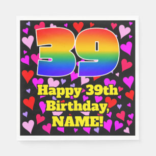 Servilleta De Papel 39.º cumpleaños: Patrón de corazón amoroso, ar