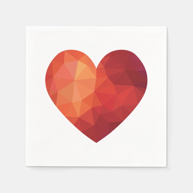 Servilleta De Papel 3.ᵉʳ corazón rojo geométrico moderno (Anverso)