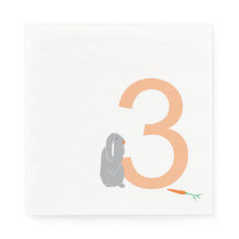 3.ᵉʳ cumpleaños Fiestas de conejito gris moderno