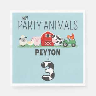 Servilleta De Papel 3.ᵉʳ Fiesta de cumpleaños Animales Granja Niños de