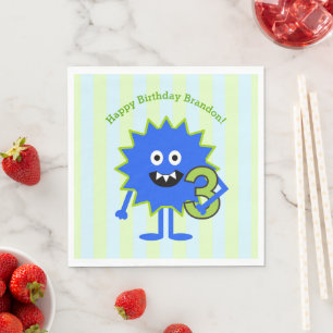 Servilleta De Papel 3.ᵉʳ Nacimiento Monstruo Blue Green Cute