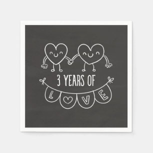 Servilleta De Papel 3.ᵉʳ regalo de aniversario de los corazones de la