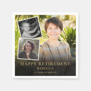 Servilleta De Papel 3 Foto Collage Fiesta de Jubilación