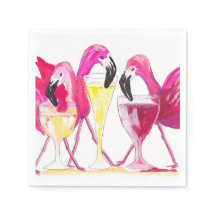 3 Papel Flamingos Napkin
