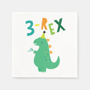 Servilleta De Papel 3-Rex Dinosaurio 3-Napkins fiesta de cumpleaños