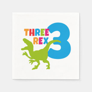 Servilleta De Papel 3 Rex Dinosaurio Tema Tercer cumpleaños