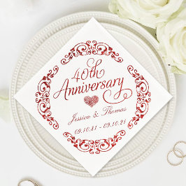 Servilleta De Papel 40º Aniversario de Bodas de Rubí
