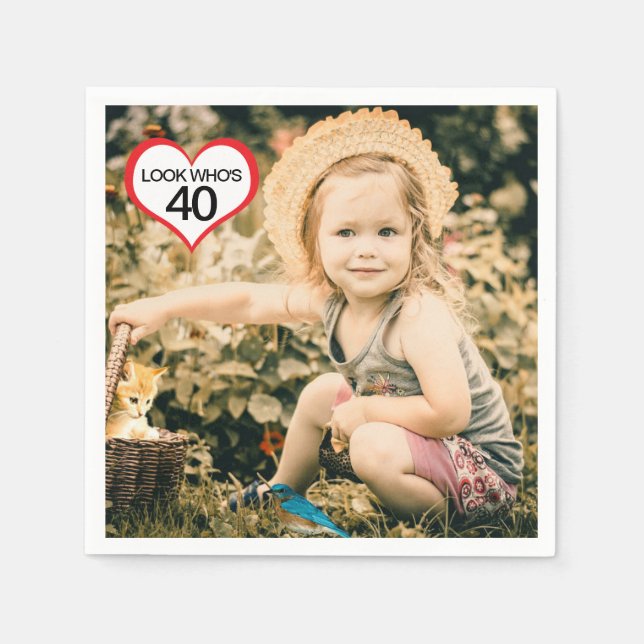 Servilleta De Papel 40.ª Fiesta de cumpleaños servilletas con foto (Anverso)