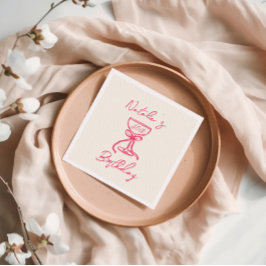 Servilleta De Papel 40.ª Mano Rosa Dibujó Vidrio de Champagne