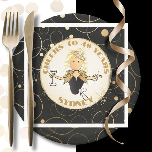 Servilleta De Papel 40.ª tostada de cumpleaños: Gracia de oro negro pa