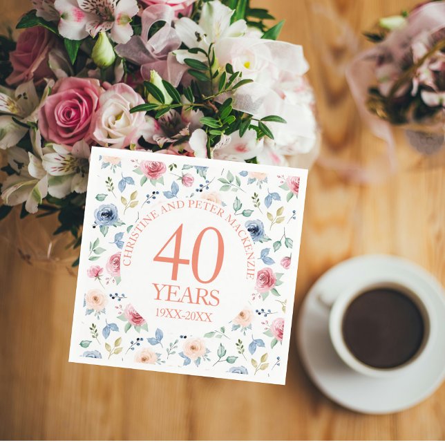 Servilleta De Papel 40.º aniversario de los Rosas Bodas de Rubor (Subido por el creador)