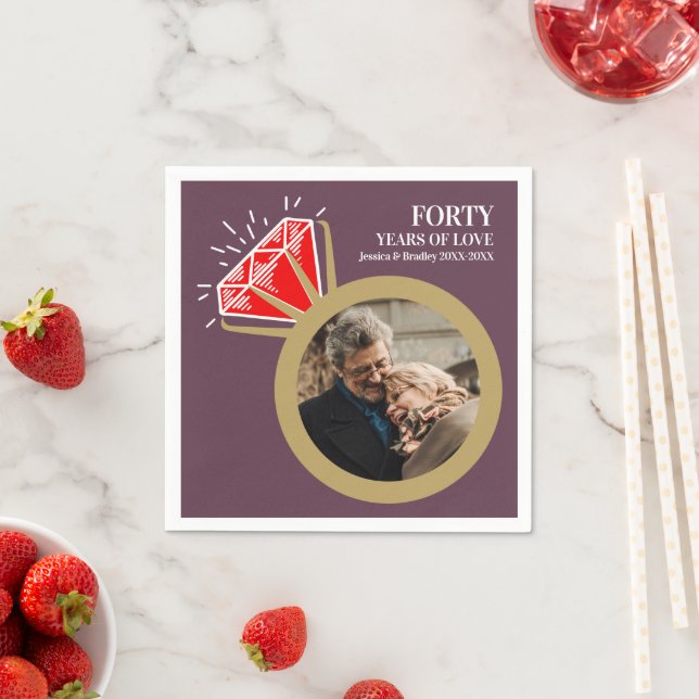 Servilleta De Papel 40.º aniversario del boda foto del anillo de rubí  (In situ)