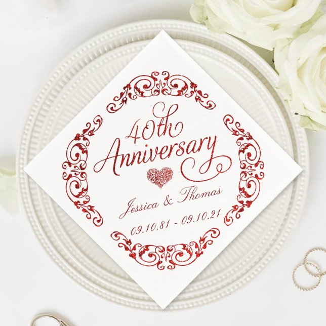 Servilleta De Papel 40.º Aniversario del Boda Ruby (Subido por el creador)
