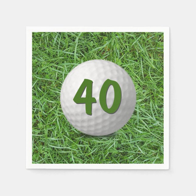 Servilleta De Papel 40.º Ball de golf de cumpleaños en la hierba (Anverso)