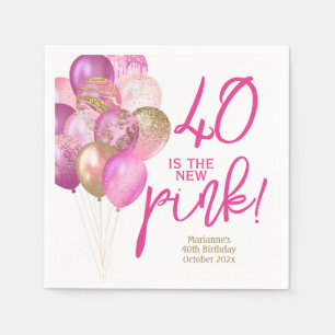 Servilleta De Papel 40.º cumpleaños 40 es el nuevo Fiesta rosado