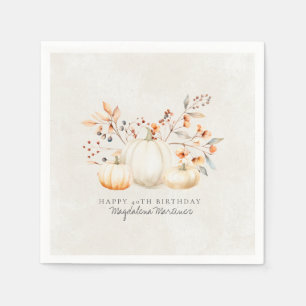 Servilleta De Papel 40.º cumpleaños Cae la Calabaza Blanca Personaliza