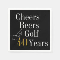 40.º Cumpleaños Golf Cheers Beers Black Gold Fiest