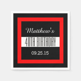 Servilleta De Papel 40.º cumpleaños negro con Personalizado de marco r
