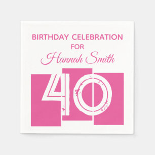 Servilleta De Papel 40.º cumpleaños Personalizado PINK celebra toallas
