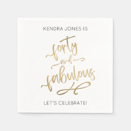 Servilleta De Papel 40.º cumpleaños Purpurinas de oro personalizadas