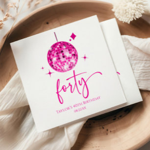 Servilleta De Papel 40.º Fiesta de cumpleaños de la Bola Disco Rosa