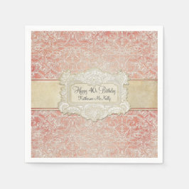 Servilleta De Papel 40.º Fiesta de cumpleaños vintage regencia frances