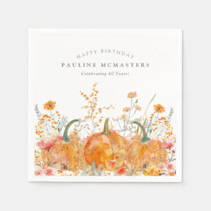 Servilleta De Papel 40.º Personalizado de Flor Silvestre de la Calabaz