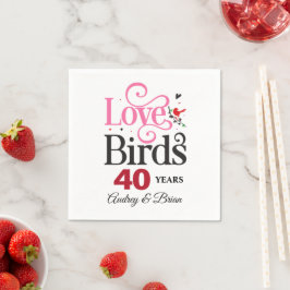 Servilleta De Papel 40° Aniversario Amor Aves Personalizadas