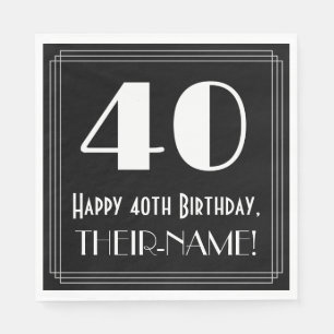 Servilleta De Papel 40 Aniversario ~ Art Deco Inspirado Aspecto "40",