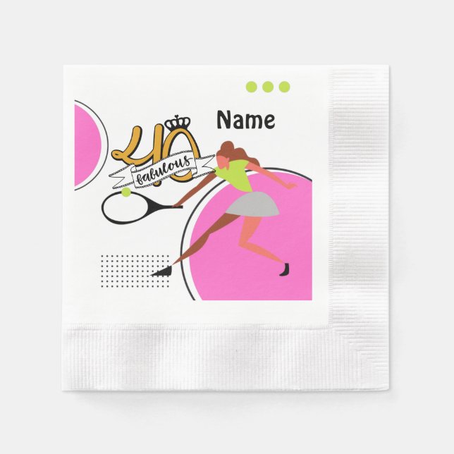 Servilleta De Papel 40 Aniversario del tenis para la jugadora (Anverso)