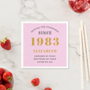 Servilleta De Papel 40 cumpleaños nacido en 1983 Añadir nombre gris ro