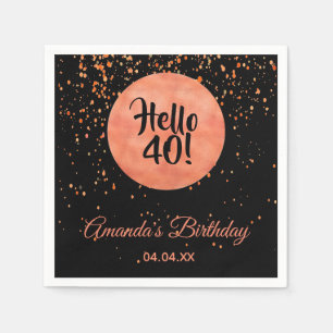 Servilleta De Papel 40 cumpleaños rosa negro oro hola nombre 40
