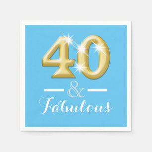 Servilleta De Papel 40 y cumpleaños azul fabuloso