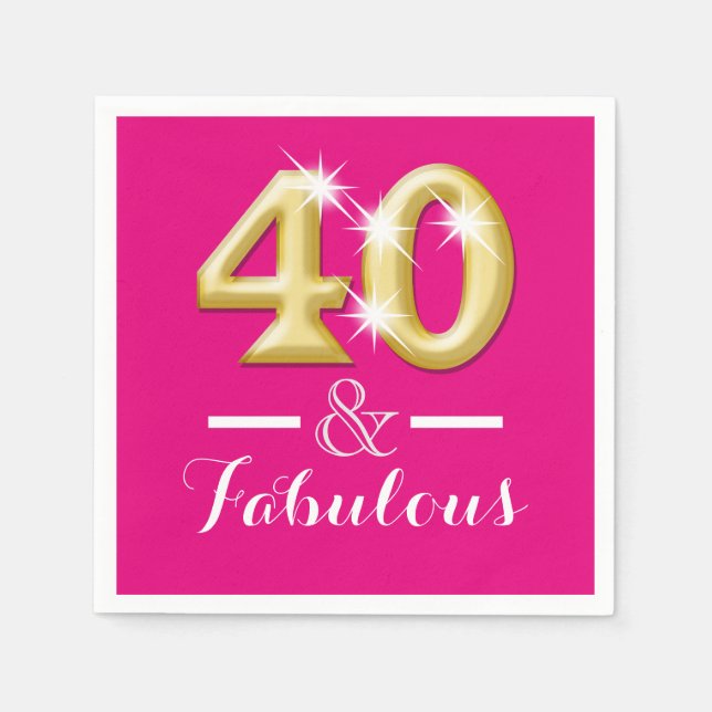 Servilleta De Papel 40 y fabuloso cumpleaños de oro rosa (Anverso)