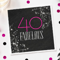 40 y fabuloso Cumpleaños Glam Pink Brillo Negro