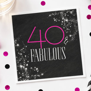 Servilleta De Papel 40 y fabuloso Cumpleaños Glam Pink Brillo Negro