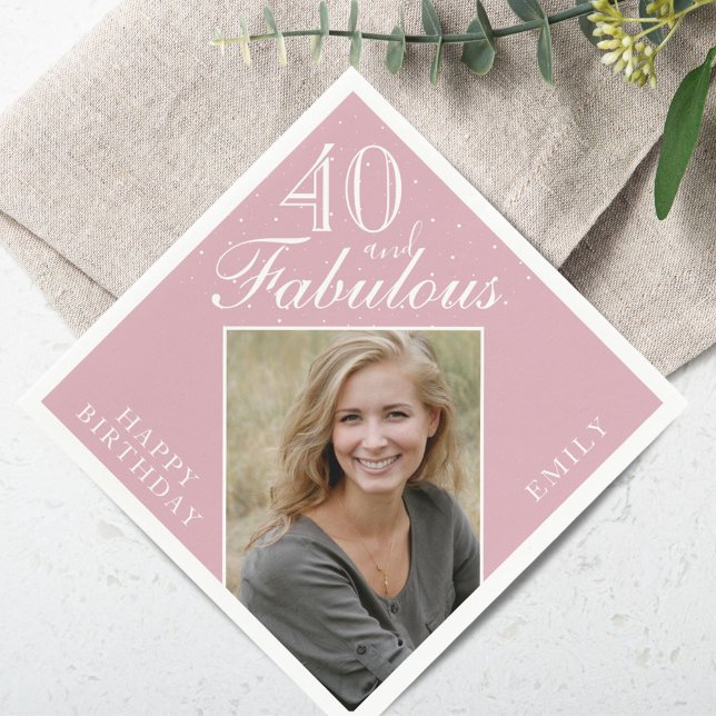 Servilleta De Papel 40 y Fabuloso Elegante foto rosa 40 cumpleaños (Subido por el creador)