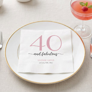 Servilleta De Papel 40 y Fabuloso Nombre Fecha Cumpleaños 40 Fiesta de