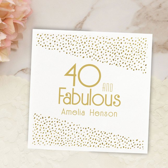 Servilleta De Papel 40 y fabuloso Purpurina de oro 40 cumpleaños (Subido por el creador)
