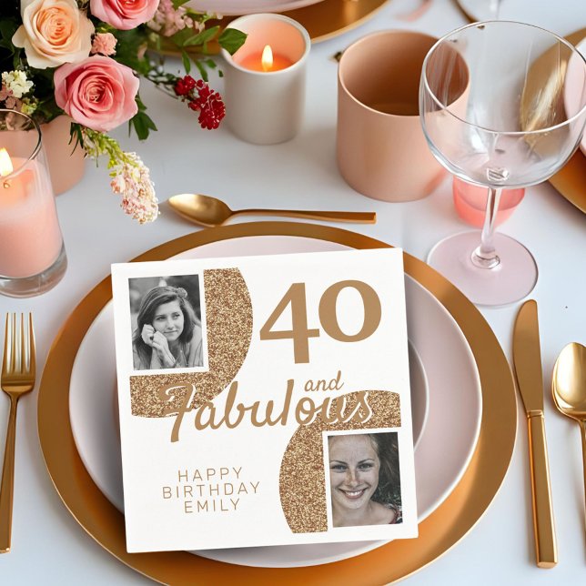Servilleta De Papel 40 y Fabulous Gold Purpurina 2 Foto 40 cumpleaños (Subido por el creador)