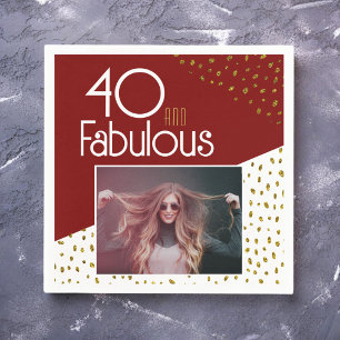 Servilleta De Papel 40 y Fabulous Gold Purpurina Photo 40th Birthday
