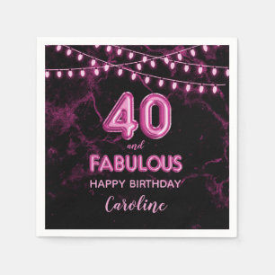 Servilleta De Papel 40 y globos del Relieve metalizado y luces rosados