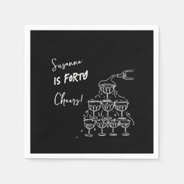 Servilleta De Papel 40 years Birthday Champagne tower funky