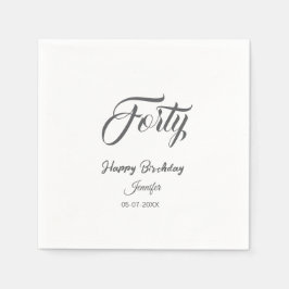 Servilleta De Papel 40th forty letterbirthday add name date year gray 
