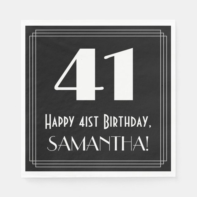 Servilleta De Papel 41 Aniversario ~ Art Deco Inspirado Aspecto "41",  (Anverso)