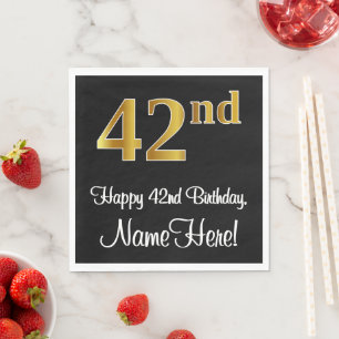 Servilleta De Papel 42º cumpleaños ~ Elegante lujoso Faux Gold Look #