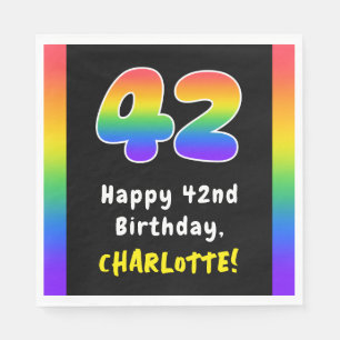 Servilleta De Papel 42º cumpleaños: Espectro arcoiris # 42, nombre per