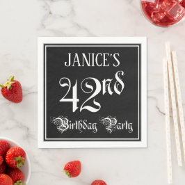 Servilleta De Papel 42nd Birthday Party — Fancy Script + Custom Name