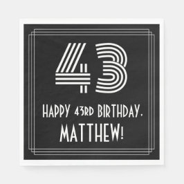 Servilleta De Papel 43.º Cumpleaños: Estilo Art Decó Inspirado "43" + 